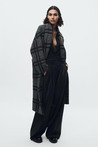 Zara black grey check knit - zara,