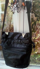 Enny Navy leather tote bag off white /stone trim, 12x12x6 ins, good condition