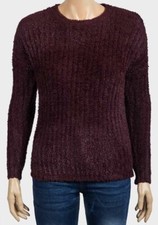 Women's Chenille Jumper - Ladies Round Neck Chenille Burgundy Jumper - Size 8