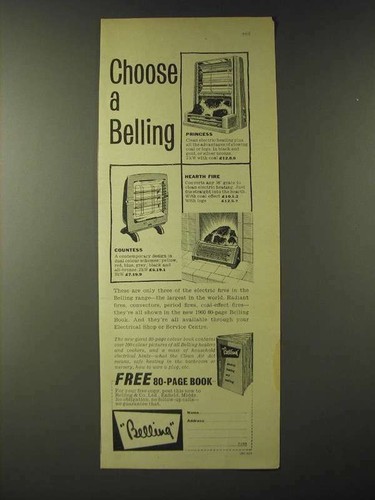 1960 belling electric fires - belling,