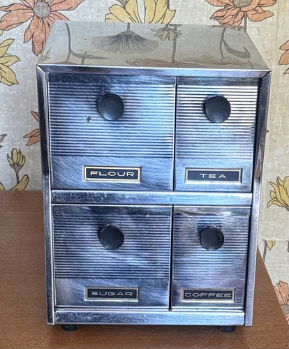 Vintage chrome canister set - vintage,
