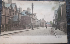 Ruabon High St Cottages  Denbighshire Photo Postcard 1904 People social history