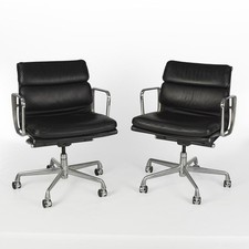 Herman Miller Eames EA435 Black Pair Original ‘Soft Pad’ Desk Aluminium Chairs