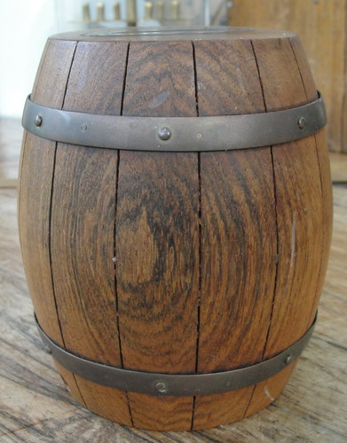 Vintage solid oak barrel money - vintage,