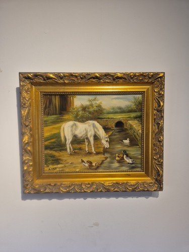 Signed oil panel painting - oil, on
