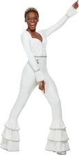 Ladies White 1970s Deluxe Glam