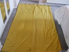 LARGE VELVET/DRALON EYLET CURTAINS GOLD MUSTARD YELLOW LINED 66 x 87"/168x221