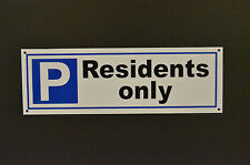 RESIDENTS ONLY 300mm x 100mm pre-drilled plastic sign parking space car private