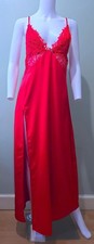 Prettylittlething Satin Red With Adjustable Strap Maxi Dress-Size UK14