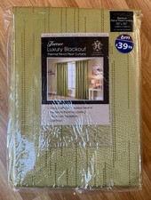 Florence Spot Jacquard Thermal Blackout Curtains Green Pencil Pleat 90 x 90" BN
