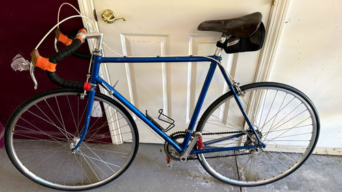 Blue road bike drop - road,