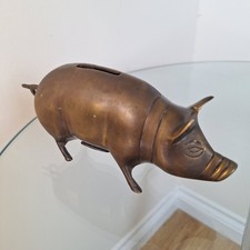 Vintage Large Solid Brass Pig