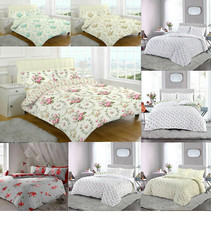 Reversible Floral Flannelette 100% Brushed Cotton Duvet Quilt Cover Bed Set