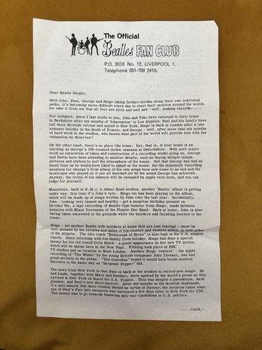 The beatles fan club - fan, letter