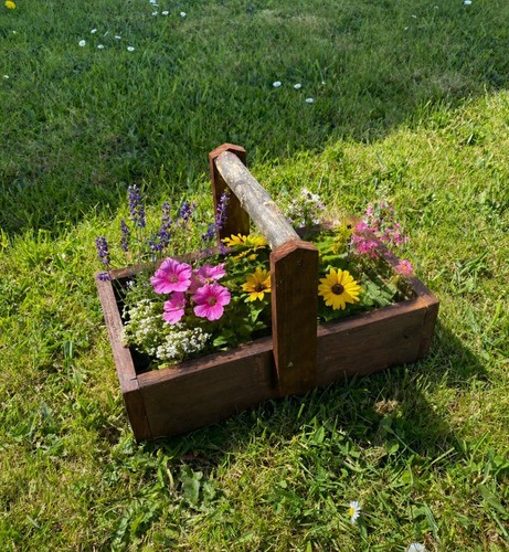 Wooden trough planter box