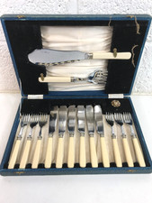Vintage Set Fish Servers Set Chrome Plated (14pcs) Original  Display Box