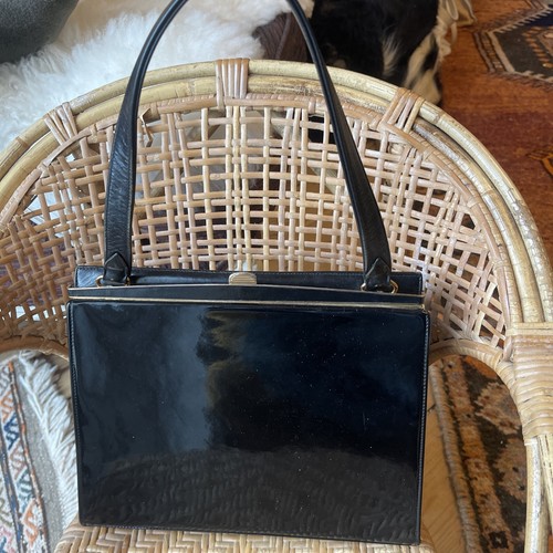 Vintage black patent - , handbag