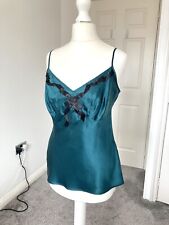 NEW Vintage 100% Silk Pure Silk Satin Bias Cut Slip Cami Camisole Top M 10 Teal