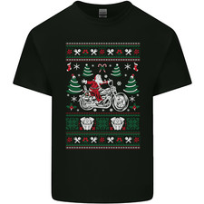 Christmas Biker Santa Motorbike Motorcycle Mens Light Cotton T-Shirt