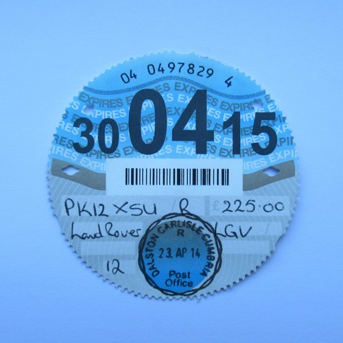 Road tax disc - road, 2015
