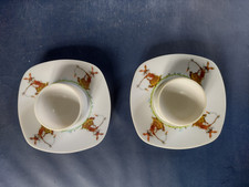 Permaware Vintage Set Of Two Tortoise & Hare (or Rabbit) design Egg Cups
