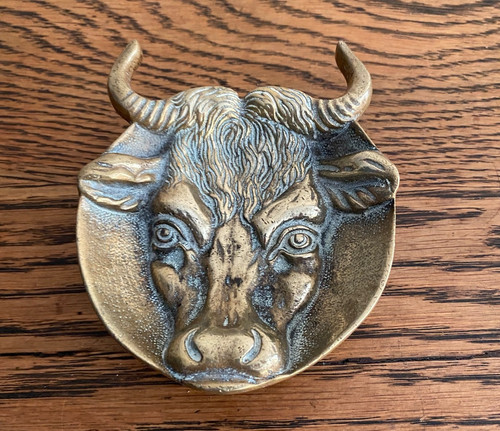 Antique solid brass bull cow - antique,