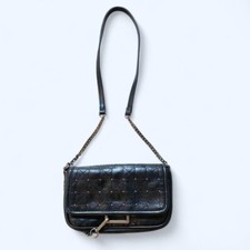 Zara Black Leather Shoulder Bag Rock Handbag Studs And Chain Strap Inner Purse