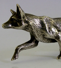 6+ inch BEAUTIFUL SILVER PLATED FOX FIGURE c1950s ANIMAL 364g HUNTING