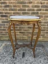 Antique French 19th Century Gilt Louis Marble Topped Bedside / Lamp Side Table 