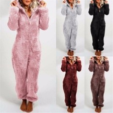 Ladies⭐Teddy-Bear Hooded Jumpsuit 1Onesie Fluffy PJ Fleece Fur Pyjamas Plus Size