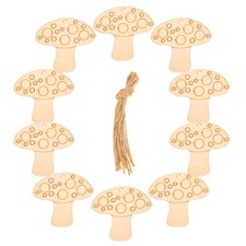  10 Pcs Garden Mushrooms Ornaments Wooden Outdoor Decor Hooked Decoration