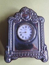 Robert Carr Silver Fronted Table Clock. Hallmarked Sheffield 1994