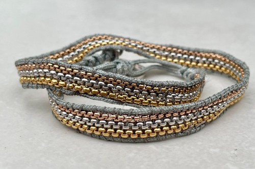 Triple tone wrap bracelet with - wrap,