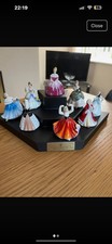 SET-1  8xROYAL DOULTON MINIATURE LADIES AND DISPLAY STAND 
