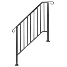 Wrought Iron Stair Handrail Stair Rail Railing Fit 3-4 Steps Handrail for Stairs