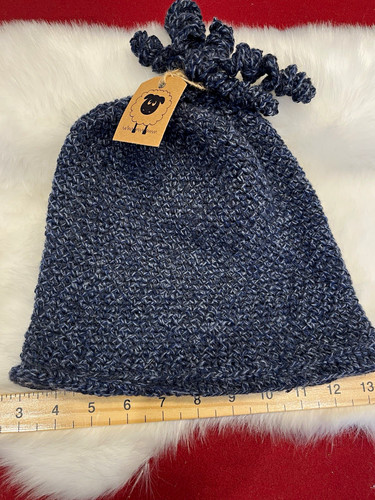 Handmade crochet blue beanie - /,