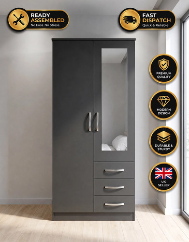 Ready built mirror wardrobe - ready,