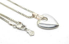 Clogau Silver & 9ct Rose Gold Cariad Heart Pendant 18" Chain