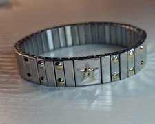 Silver Stainless Steel (Gold Star) Stretchy Bracelet For Women And Girls