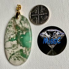 VARISCITE  45X30MM OVAL PENDANT AND GOLD PLATED BAIL