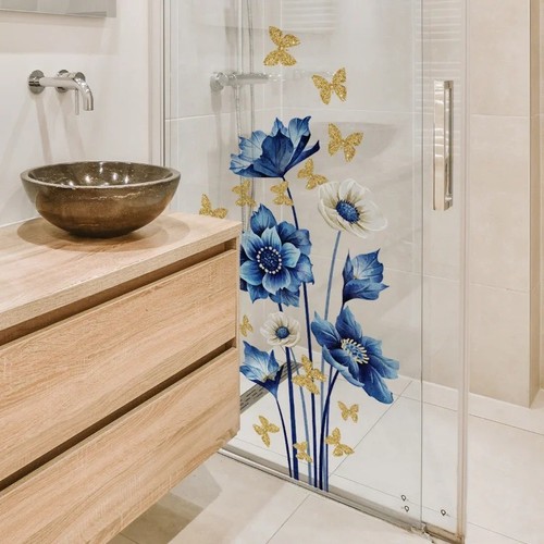 Large blue flowers wall - large,