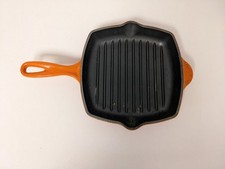 Le Creuset Cast Iron Square Griddle Frying Pan Orange Volcano Orange 20cm 