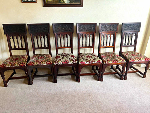 Set vintage oak carved - 6,