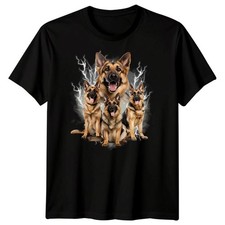 German Shepherd Dog Animals Mens T-Shirt Lightning Graphic