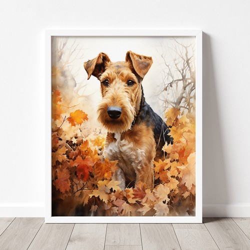 Airedale terrier autumn - in,