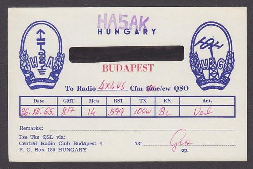 Ha5ak budapest hungary qsl - budapest,
