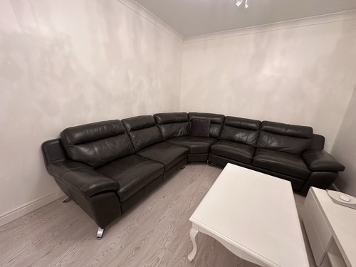 Leather shaped corner sofa - leather,