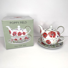 Poppy Field Tea for One Boxed Fine China Tea Pot Cup And Saucer Leonardo