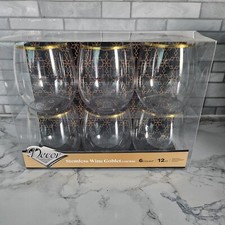 Stemless Wine Goblet Gold Rim