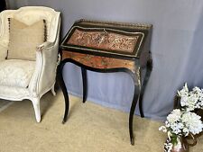 Antique Ladies French Boulle Writing Desk Bureau Victorian Brass Top Side Table
